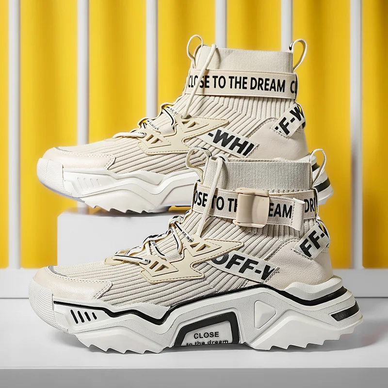 

Men's new high-top running shoes breathable lightweight platform shoes fitness fashion spring and autumn casual shoes