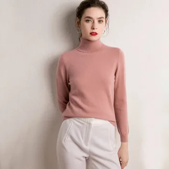 

Spring and autumn turtleneck cotton long-sleeved base sweater women 2019