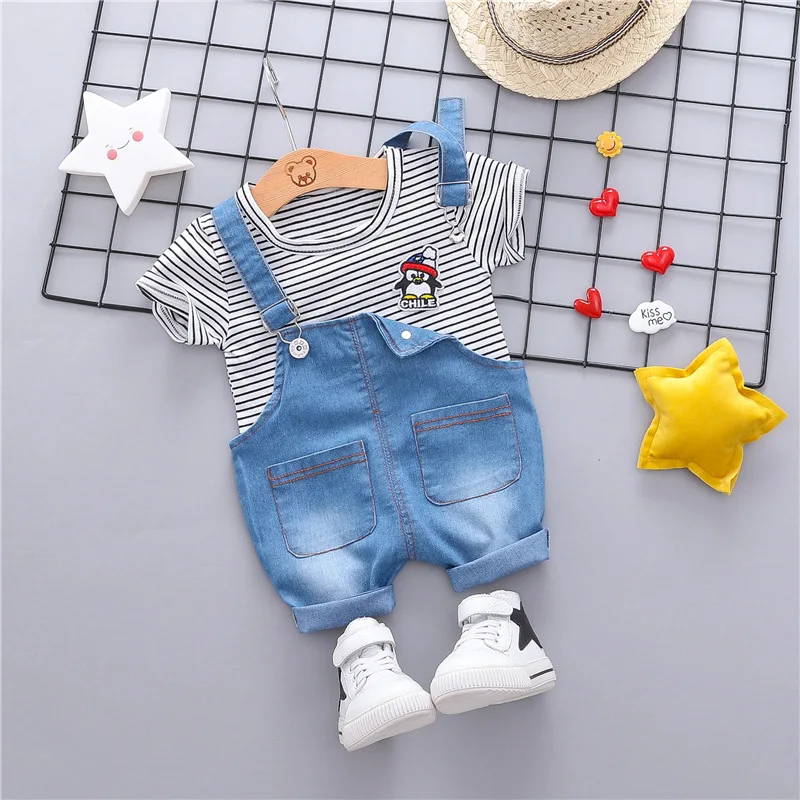 

HYLKIDHUOSE Summer Baby Girls Boys Clothes Sets Toddler Infant Clothing Sets Penguin T Shirt Shorts Kids Children Costume