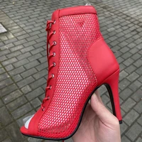 New Sexy High Heels Hollow Mesh Sandals Summer Fashion Trend Comfort Peep Toe Boots Stilettos Jazz Dance Female Shoes Plus Size - Image 4