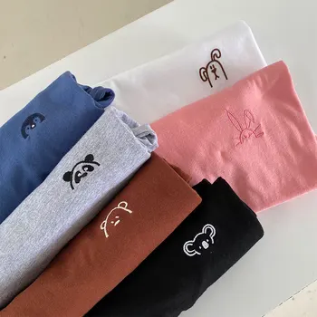 

6 colors 2020 summer womens tops preppy style cartoon embroidery short sleeve t shirts womens tee shirt femme (X1327)