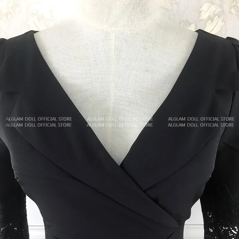 Весна 3/4 рукав кружева лоскутное черное Vestidos женское с v-образным вырезом Асимметричное мини облегающее сексуальное Клубное платье