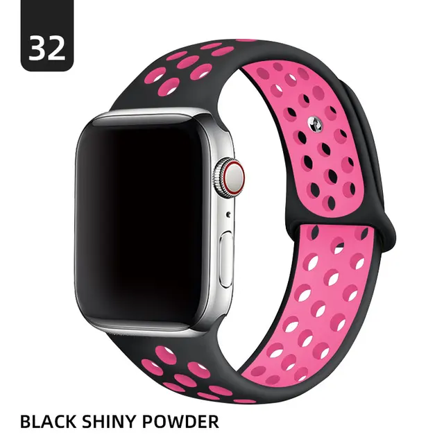 Silicone Strap For Apple Watch band 40mm 44mm 38mm 42mm 44 mm Rubber watchband smartwatch bracelet iWatch series 3 4 5 6 se band Black bright pink