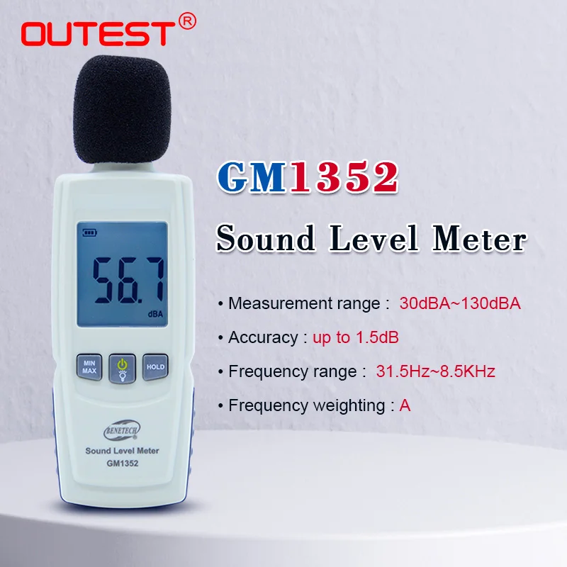 Tanie GM1352 cyfrowy miernik poziomu dźwięku tester szumów 30-130dB w decybelach ekran LCD sklep