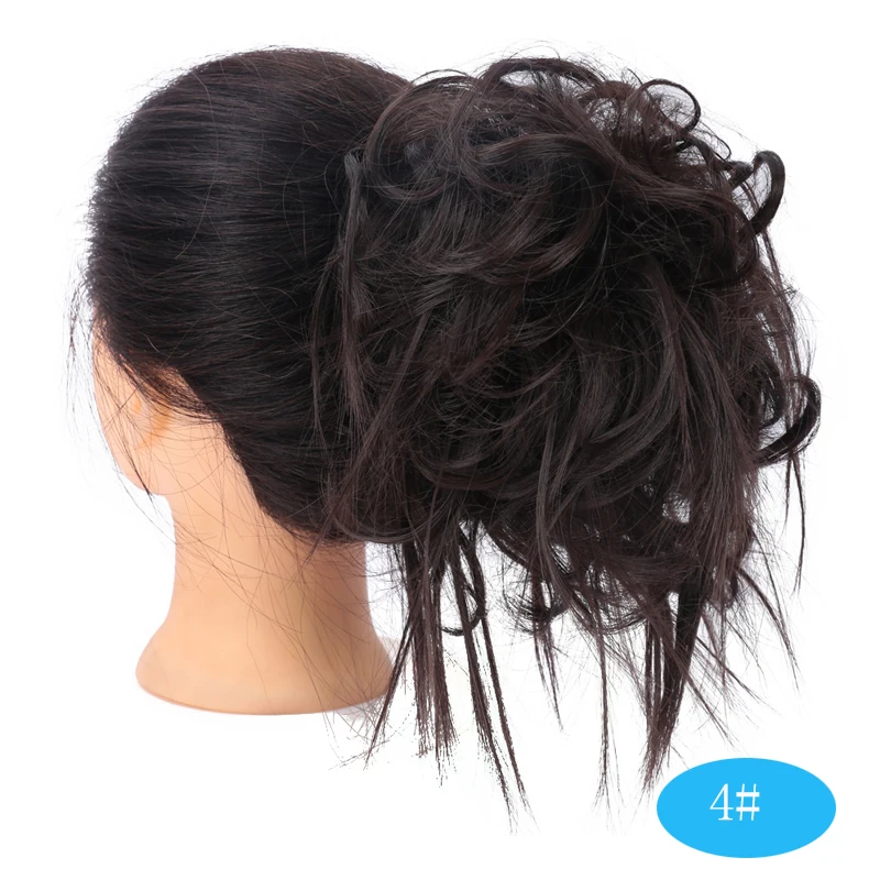 Синтетические накладные волосы для женщин шиньон с резинкой пончик шиньон волосы пучок обертывание конский хвост черный коричневый - Цвет: 4