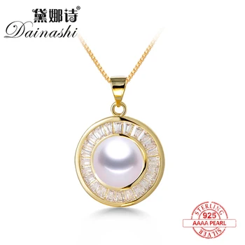 

New Arrival Natural Freshwater Pearl Pendant Luxury Zircon Gold Necklace 925 Sterling Silver High Quality Jewelry For Women Hot