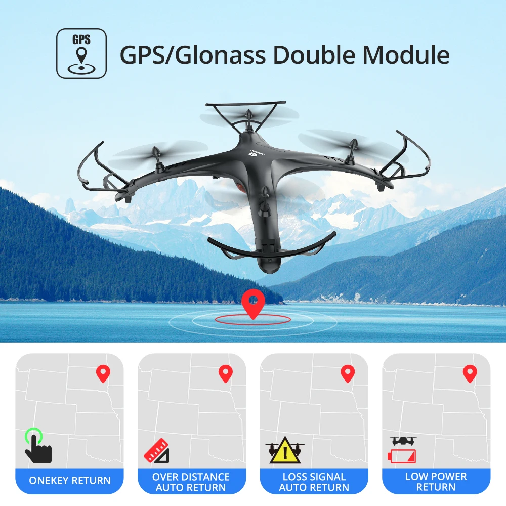  DEERC DE24 5G GPS RC Drone with Camera 1080p FHD 300M WIFi FPV 120° Wide Angle Tapfly GPS Follow Me