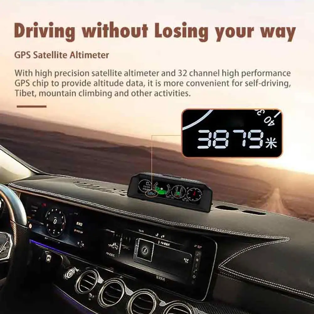 Автомобильный gps Скорость превышения скорости будильник Наклонный метр Инклинометр автомобильный компас автос шаг наклона угломер часы Широта Долгота