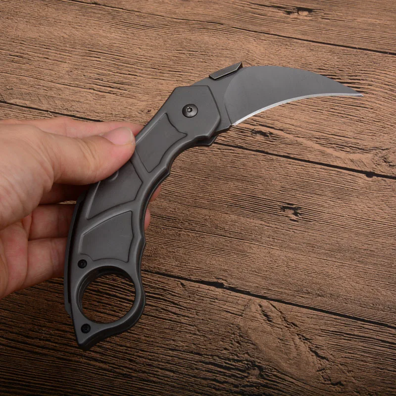 Складной нож Karambit 440C, лезвие с титановым покрытием, стальная ручка, тактические складные ножи для выживания на открытом воздухе H1015