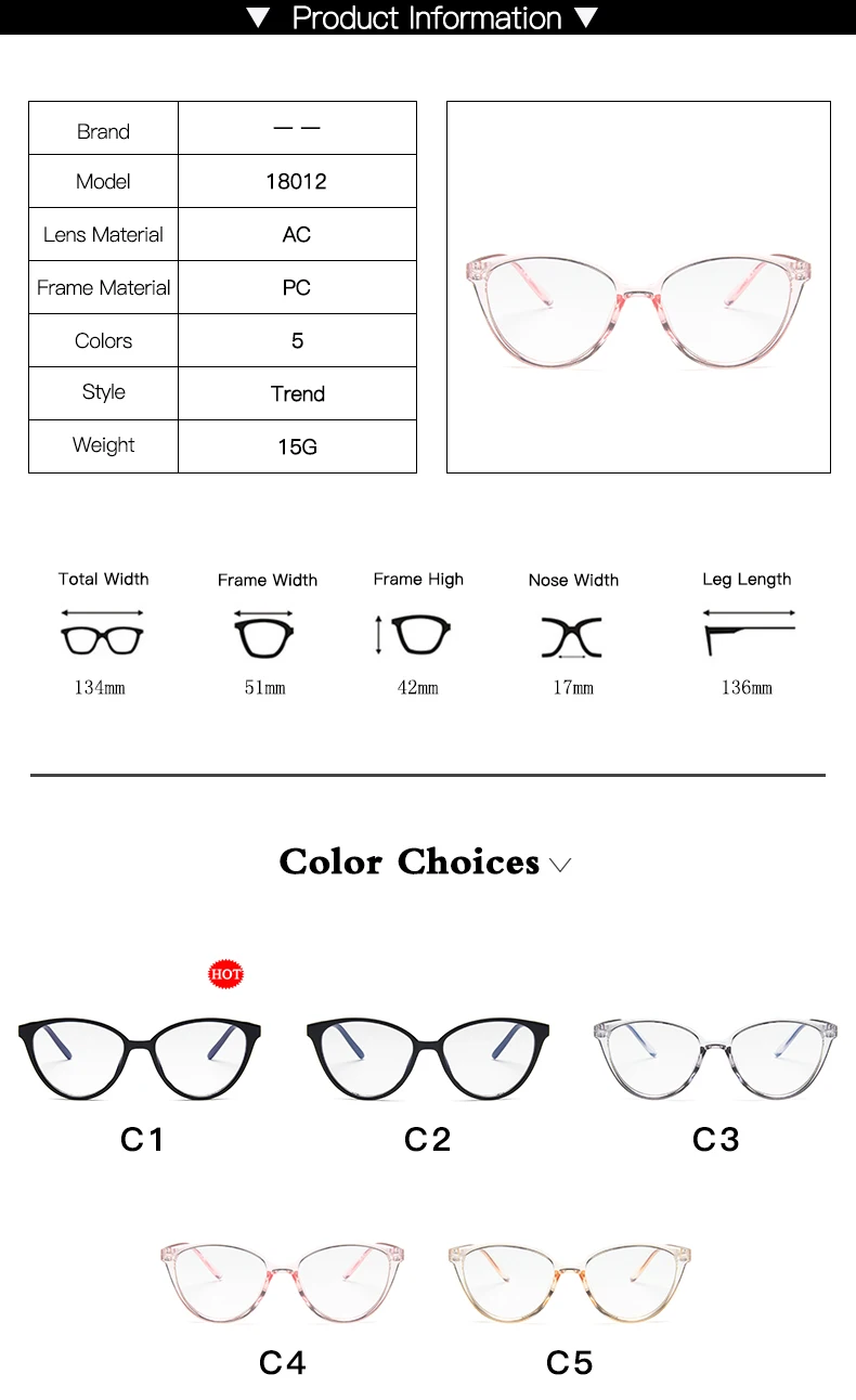 Fashion Women Cat Eye Eyeglasses Frame Men Optical Glasses Frame Retro Eyeglasses Computer Glasses Transparent glasses