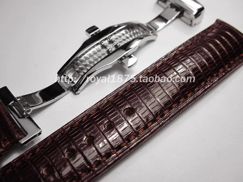 Man Women Handmade vintage Watchband 18mm 20mm 21mm black Genuine Lizard skin Leather Watch Band Strap Butterfly buckle | Наручные часы