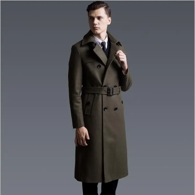 

Winter Wool Trench Coat Men Autumn Fashion Wool Blend Long Jacket Male Fashion Woolen Windbreaker Clothing