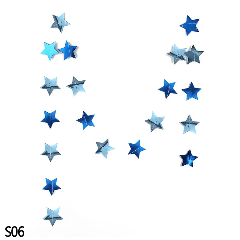 4m Star Heart Shape Double Mirror Paper Garland Color Round Creative Accessories Birthday Wedding Party Hanging Flag Home Decor - Цвет: S06