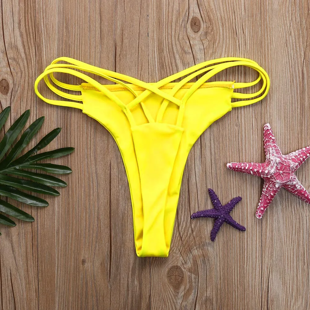 Sexy Women Bikini bottom solid color G-String Brazilian Thongs Swimwear high waist Swimsuit Bottom swimming shorts for ladies