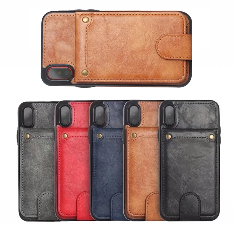 

Luxury Leather Phone Case for IPhone XS Max Vintage PU Leather Phone Cover for IPhone 7 8 Plus X XS Max XR With Card Pocket