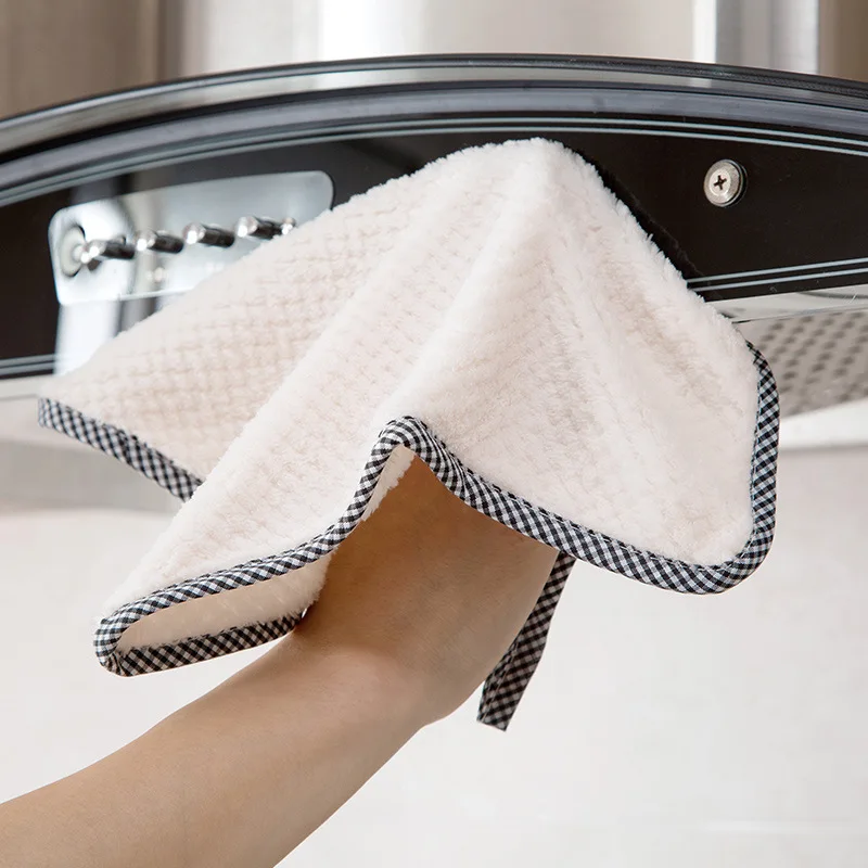 Домашнее кухонное впитывающее полотенце, толстое Двухслойное полотенце из микрофибры, кухонное полотенце для мытья посуды
