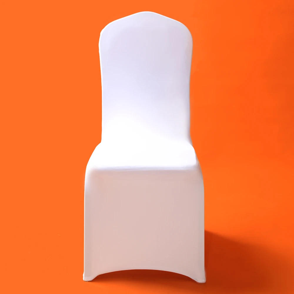 50/100Pcs White Wedding Chair Cover for Reataurant Banquet Hotel Dining Party Lycra Spandex Chair Covers 2