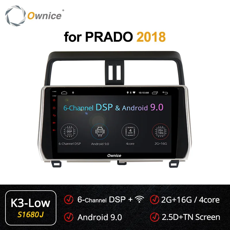 Ownice k3 k5 k6 Авторадио Android 9,0 4 ГБ Автомобильный dvd-плеер для Toyota Land Cruiser prado LC150 радио SPDIF DSP 360 панорама - Цвет: S1680 K3-Low