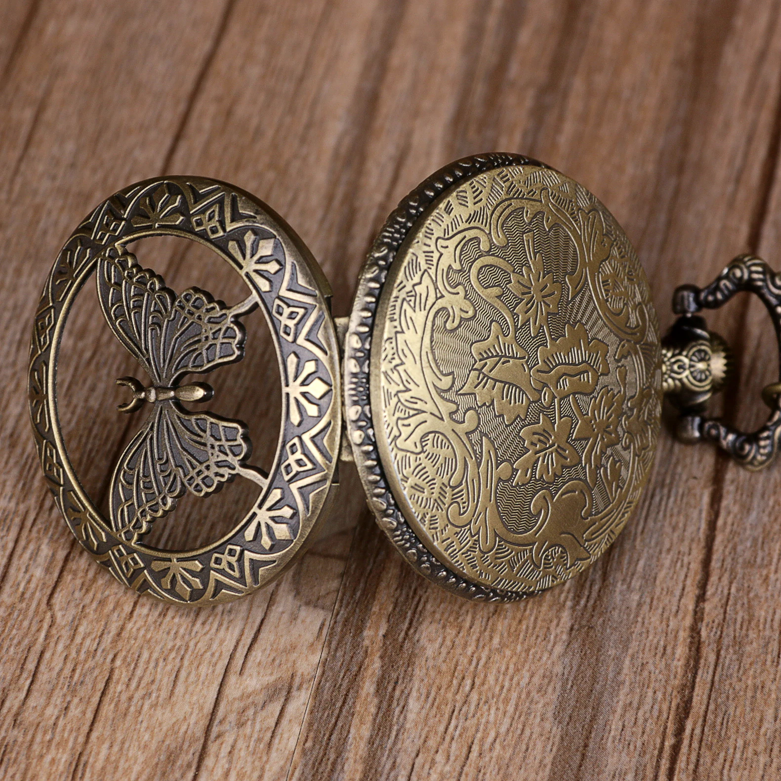 Винтажные бронзовые карманные кварцевые часы с бабочкой, карманные часы унисекс, карманные и брелоки, мужские и женские часы, уникальные подарки для леди