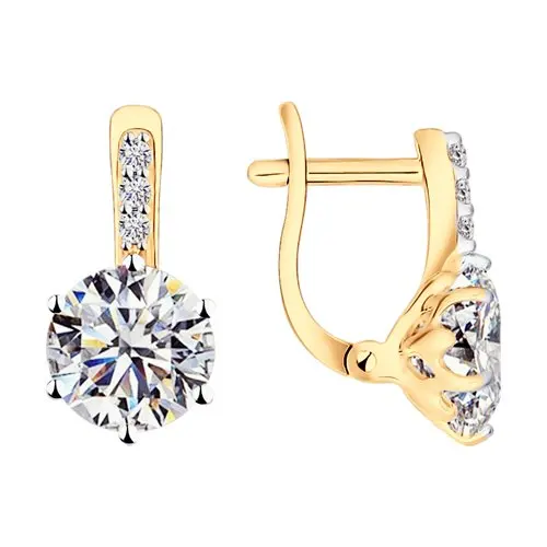 Серьги SOKOLOV из золочёного серебра со Swarovski Zirconia