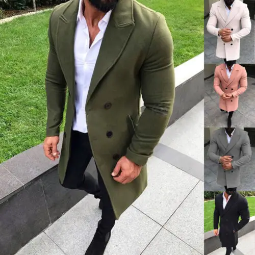 New Style Mens Winter Trench Coat Double Breasted Warm Outwear Long Solid Jacket Formal Overcoat New Style Mens Winter Trench Coat Double Breasted Warm Outwear Long Solid Jacket Formal Overcoat
