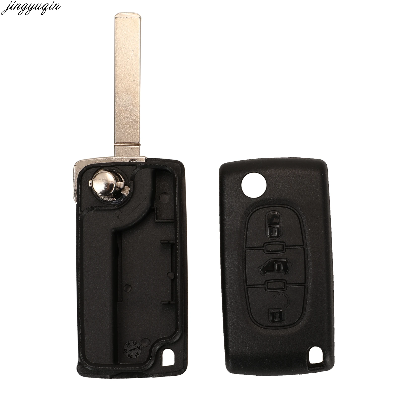 Jingyuqin Remote Car Key Case Shell For Peugeot e-Expert Partner Citroen Berlingo Fiat Scudo 3 Buttons Housing Fob Replacement key case car key shell key shell