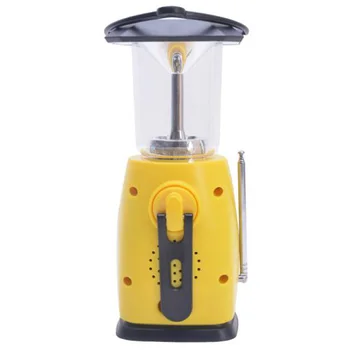 

Multi-Functional 4-Way Powered Solar Hand Crank Led Camping Lantern with Radio and Emergency Cell Phone Charger Yellow