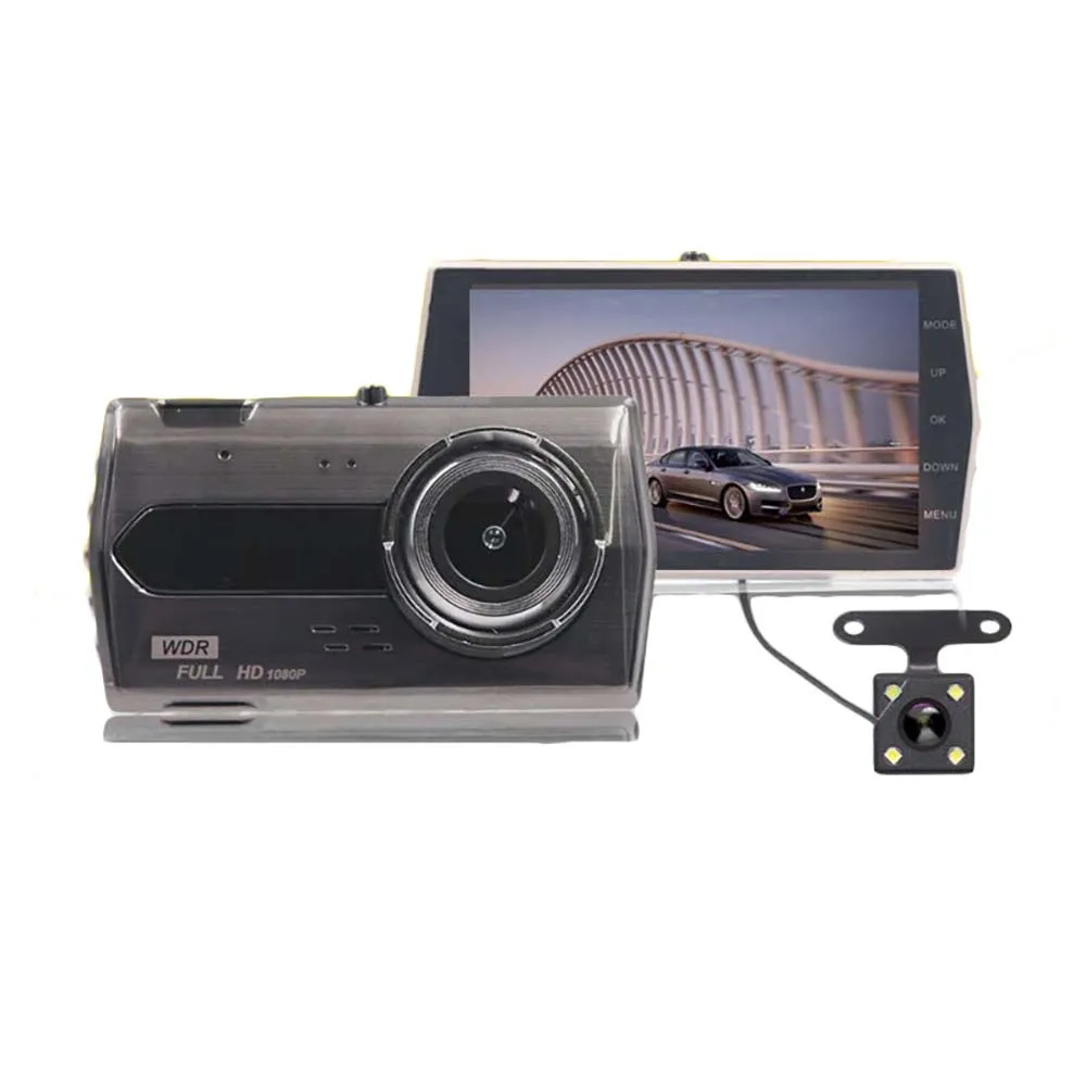 Широкоугольная Автомобильная камера HD 1080P видео рекордер Авто регистратор камера ночного видения обнаружения движения камера 4,0 дюймов ips