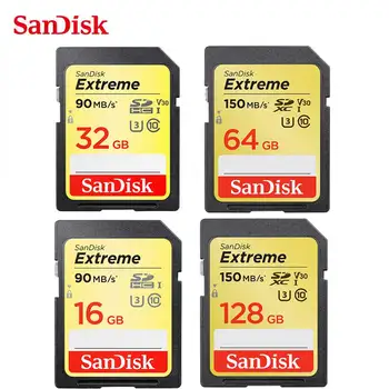 

Original SanDisk Extreme Sd Card 32gb 64gb 128gb SDXC UHS-I 4K Memory Card Class10 C10 90MB/s U3 Card for Camera HD Video Card