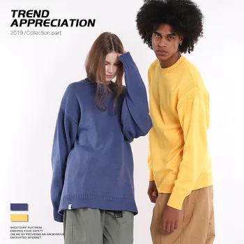 

2019 Autumn and Winter New Fashion Brand Men's Solid Color Couples Sweater Warm Sweater