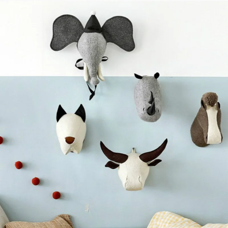 3D Animal Wall Hanging Decorative Felt Faux Animal Heads Wall