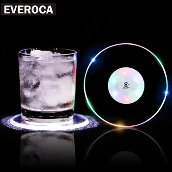 

Coaster Bar Cocktail Base Ultra Thin LED Luminous Coaster Table Mats for Dining Creative Innovation Coaster Modern Home Decor