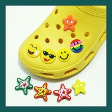 Smiley – patch en PVC pour enfant, 1 pièce, Smiley, visage, étoile, poisson, accessoires pour chaussures, Bracelet en crocodile, cadeaux 