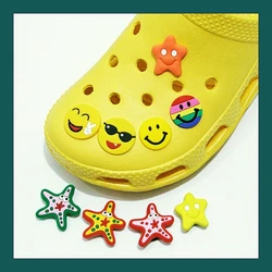 Single Sale 1pc Smiley Face Star Fish PVC Patches Shoes Accessories Fit Bands Bracelet Croc JIBZ For Children Gifts