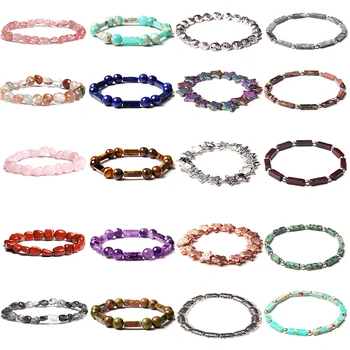 Irregular Natural Stone Bracelets For Women Men Tiger eye Quartzs Rutilated Lava Meditation Bracelet Exquisite Jewelry Unique