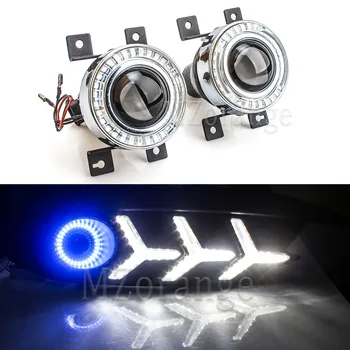 

2pcs led halogen fog lights fog lamps For Honda Civci 10th 2016 2017 2018 Front Fog Light with Angel Eye fog lamp DRL headlights