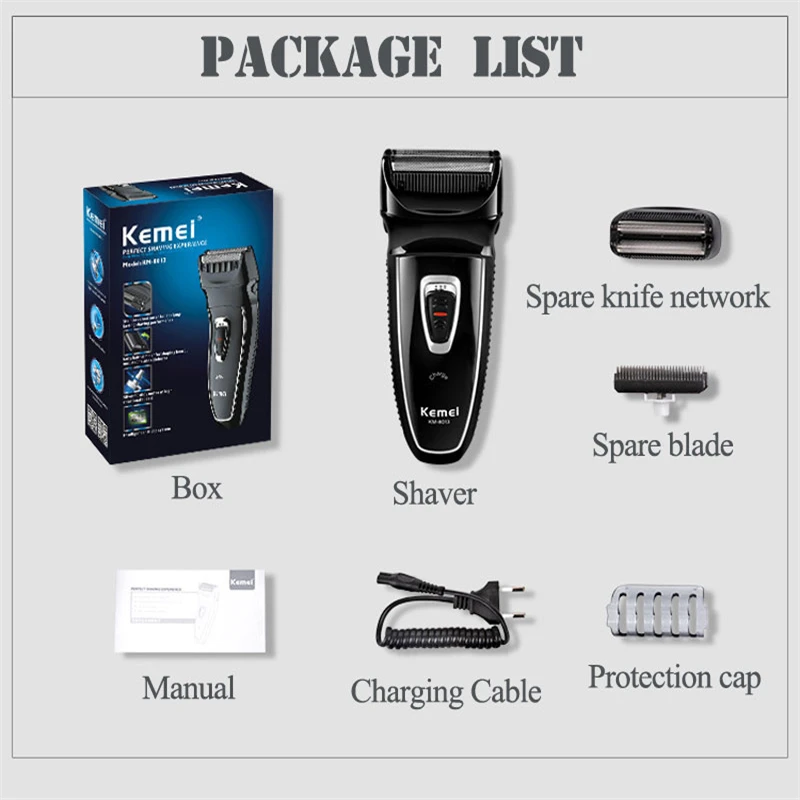 Kemei 2 Heads Rechargeable Electric Shaver Reciprocating