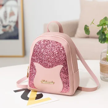 

Girl's Small Backpack 2019 Brand Fashion Shining Sequin Shoulder Bag Women Multi-Function Mini Back pack for Teenage Girls Kids