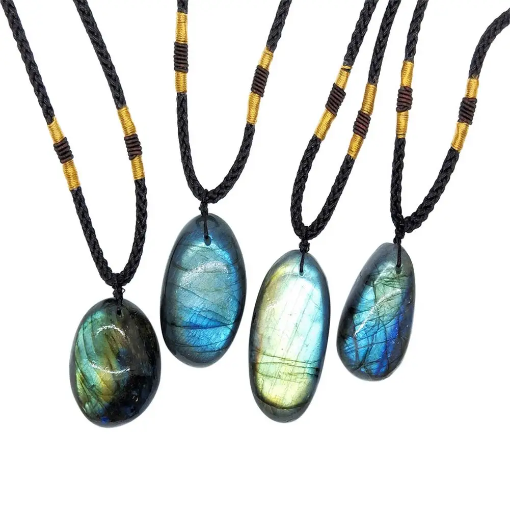 Natural Irregular Crystal Stone Labradorite Pendant Moonstone Sunstone Pendant Divination Spiritual Meditation Jewelry Necklace 2