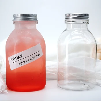 

10pcs Net red mini bottle transparent milk tea cup PET plastic cold drinks ice coffee jucie cups 250ml yogurt dessert fat bottle