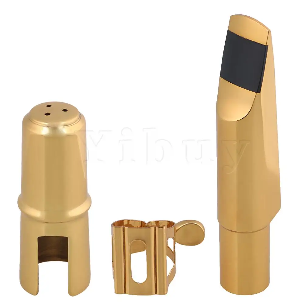 Yibuy 7 # золотой B плоский мундштук для саксофона тенора с мундштуком + квадратной