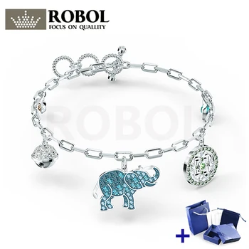 

Original SWA Bracelet with Original Engraved SYMBOLIC ELEPHANT BRACELET Bracelet Box Set Woman Jewelry Gift Free Shipping