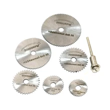 7 pçs serra circular conjunto de ferramentas hss alta velocidade aço ferrugem resistência viu roda com haste de extensão metal ferramenta rotativa para dremel fordom