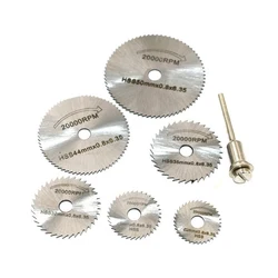 Juego de Herramientas de sierra Circular HSS, rueda de sierra resistente al óxido de acero de alta velocidad con varilla de extensión, herramienta rotativa de Metal para Dremel Fordom, 7 Uds.