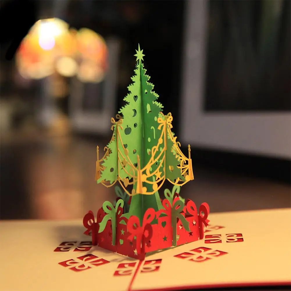 Ручной работы 3D стоячая Рождественская елка поздравительная открытка праздник