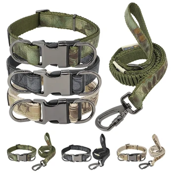 

Pet Dog Collar Leash Set Camouflage Double Layer Nylon Adjustable Durable For Dogs Collars Leash Set Training L 3 Color