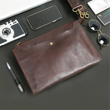 

Genuine Leather Men Handbag Fashion Messenger Bag Luxury Clutch Purse Vintage Cowhide Crossbody Shoulder Women Envelope Bags