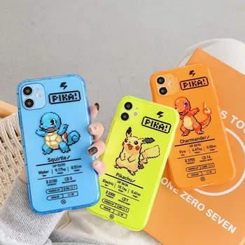 

ShareEzone Fluorescent Color Cute Pokemon Cartoon Back Phone Case For iPhone 7 8 Plus X XR XS Max 11pro Max Clear Soft Backcover