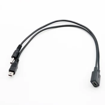 

1pc Mini USB 5 Pin Female to Mini Usb 5 Pin Male + DC 3.5mm x 1.35mm Male Splitter Adapter Cable For GPS Navigation