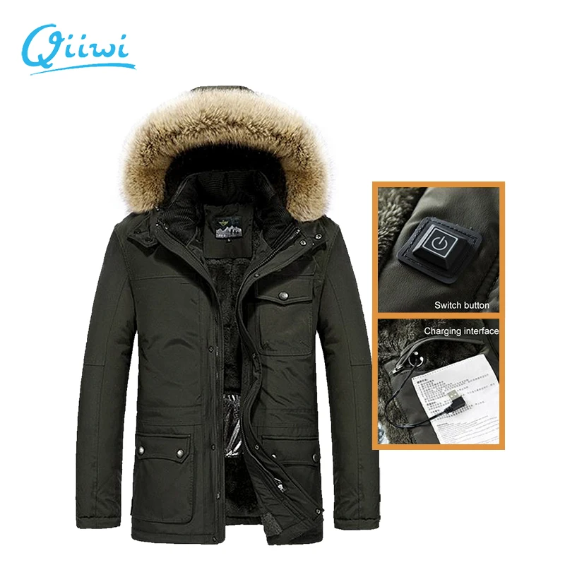 Dr.Qiiwi Men Cotton Clothes Heated Jacket Middle-Aged Casual Coat For Autumn Winter Thermal Clothing | Спорт и развлечения